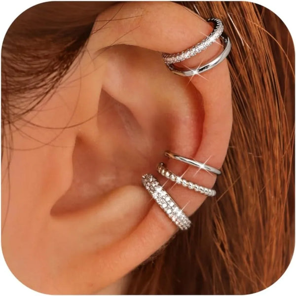 4 Pairs Ear Cuffs Non Piercing - 14K Gold Plated Ear Cuff Earrings Set
