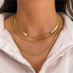 Stainless Steel High-Quality Minimalist Light Luxury Three-Layer Necklace