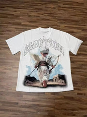 2026 new Street mixed fashion angel print short-sleeved T-shirt