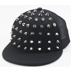 Men and Women's Rivet Flat Hat Punk Rock Hip Hop Stud Baseball Caps