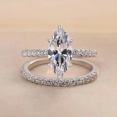 New 925 Sterling Silver 5CT Moissanite Horse Eye Ring Set for Women