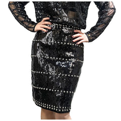 Women's Sequin Skirts Fashion High Waist Slim Hip Wrap A-Line Skirt
