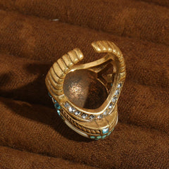 Vintage Oval Sea Blue Crystal Rings Natural Stone White For Woman