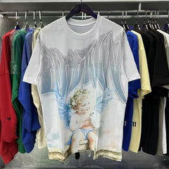 2026 new Street mixed fashion angel print short-sleeved T-shirt