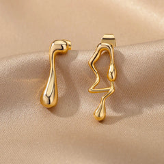 Fashion Asymmetric Piercing Earrings for Women Stainless Steel Earrings