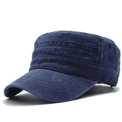 Fashion Washed Cotton Flat Top Cap Adjustable Outdoor Sun Caps