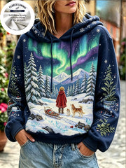 Women Fleece Hoodie Watercolor Fairy Long Sleeve Pullover