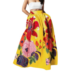 Bohemian Women Long Skirt Large Swing High Waist  A-Line Skirt