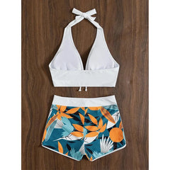 Halter Bikini Set Short Swimsuit Women High Waist Swimwear Beachwear
