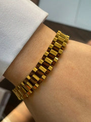 1PC Luxury Gold& Silver Horseshoe Bracelet, Chunky Chain Bracelet
