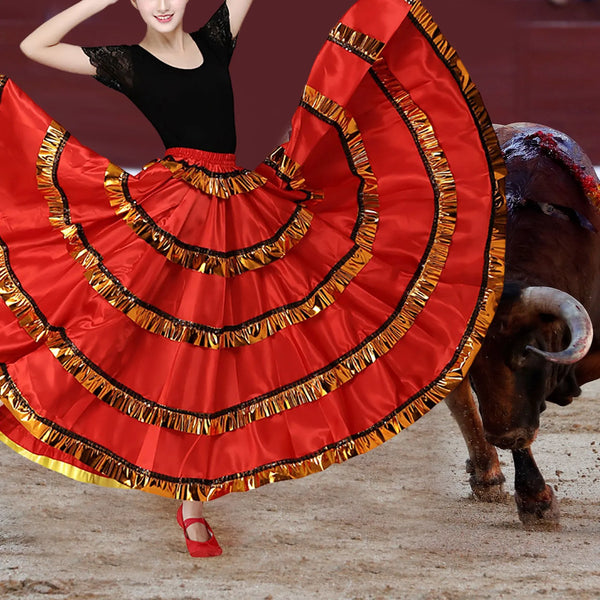 Womens Spanish Bull Dance Skirt Belly Dance Skirt Large Swing Skirt
