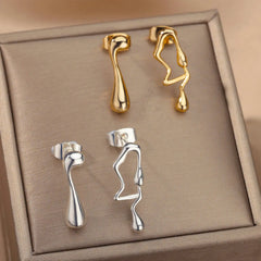 Fashion Asymmetric Piercing Earrings for Women Stainless Steel Earrings