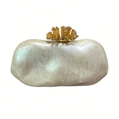 Shoulder Bag For Women Acrylic Alloy Flower Shell Bag Ladies Fashion