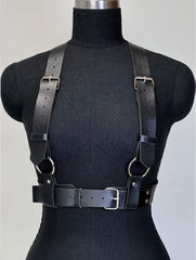 Women Fashion PU Leather Harness Waist Belt Punk Studded Gothic Clothing