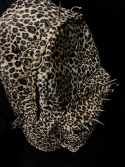 Punk Rivet Leopard Print Backpack Men's  Capacity Fashion Backpacks