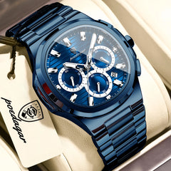 POEDAGAR Male Chronograph Waterproof Luminous Luxury Men Watch