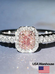925 Sterling Silve Fashion Delicate Sweet Pink Zircon Ring For Women
