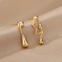 Fashion Asymmetric Piercing Earrings for Women Stainless Steel Earrings