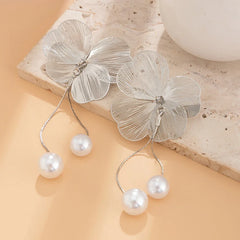 Romantic Flower Petal Long Tassel Drop Earrings for Women Trend