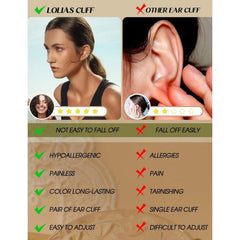 4 Pairs Ear Cuffs Non Piercing - 14K Gold Plated Ear Cuff Earrings Set