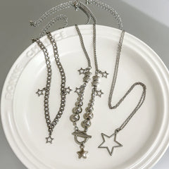 IngeSight Z Multilayer Metal CCB Beads Star Pendant Necklace Women