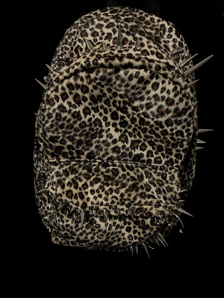 Punk Rivet Leopard Print Backpack Men's  Capacity Fashion Backpacks