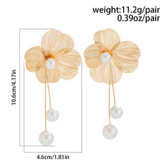 Romantic Flower Petal Long Tassel Drop Earrings for Women Trend