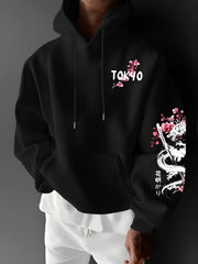 Men Women Anime Dragon Sakura Print Hoodie Sweatshirt Clothing