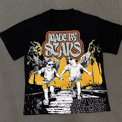 2026 new Street mixed fashion angel print short-sleeved T-shirt