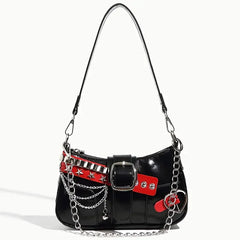 Y2K Punk Shoulder Bag For Women Retro Chain Rivet Underarm Handbag
