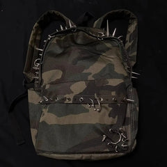 Punk Rivet Leopard Print Backpack Men's  Capacity Fashion Backpacks