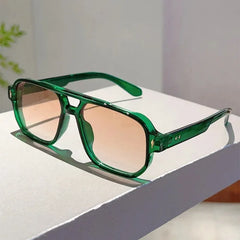 New Vintage Double Bridges Square Sunglasses Fashion Sun Glasses