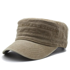 Fashion Washed Cotton Flat Top Cap Adjustable Outdoor Sun Caps