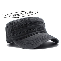 Fashion Washed Cotton Flat Top Cap Adjustable Outdoor Sun Caps