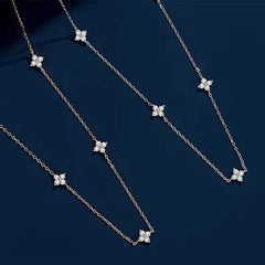 Dainty Lucky Leaf Necklace for Women 925 Sterling Silver 14K Gold