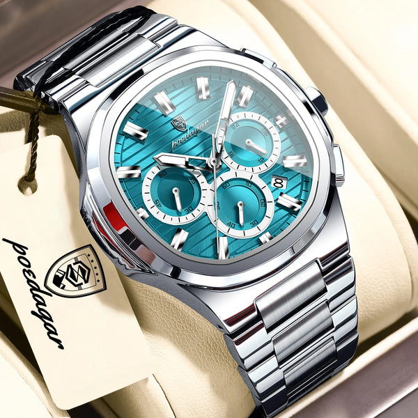 POEDAGAR Male Chronograph Waterproof Luminous Luxury Men Watch